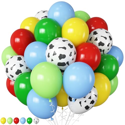 HILAVO Luftballons Blau Gelb Rot Grün, 12 Zoll Toy Inspiriert Story Regenbogen Bunt Party Latex Ballons mit Paw Helium Ballon Set für Kinder Junge Story Karneval Geburtstag Baby Shower Party Deko von HILAVO