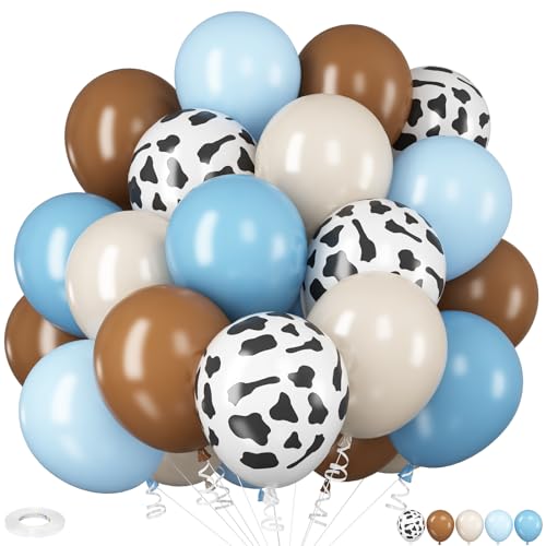 Luftballons Braun Kuh, 12 Zoll Pastell Blau Braun Sandweiß Kuh Luftballons Kaffee Neutral Latex Ballons für Geburtstag von HILAVO