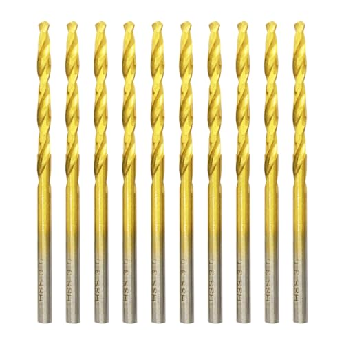 Titan HSS Metallbohrer 3.0mm x 61mm x 10pcs Professional Geschliffen Kobalt Spiralbohrer fur Edelstahl und Metall von HILPATY