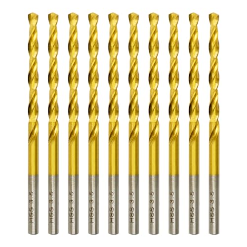 Titan HSS Metallbohrer 3.5mm x 70mm x 10pcs Professional Geschliffen Kobalt Spiralbohrer fur Edelstahl und Metall von HILPATY