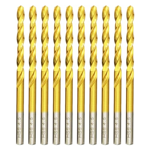 Titan HSS Metallbohrer 4.5mm x 80mm x 10pcs Professional Geschliffen Kobalt Spiralbohrer fur Edelstahl und Metall von HILPATY