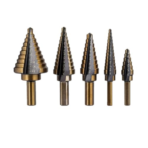 5/6-teiliges HSS 4241 Kobalt-Stufenbohrer-Set, Bohrlochwerkzeuge for Metall, Kegelbohrer for Metall, Eisen, Aluminium, Kupfer, Stahl und Holz(5PCS OPP Bagged) von HIMKSRE