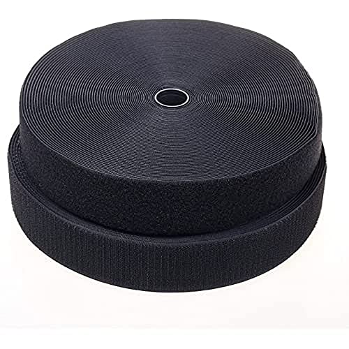 25m x 50mm Klettband (25m Flausch & 25m Hakenband), 50mm breit, Rückseite des Bandes ist Nicht selbstklebend, Flausch & Haken, Schwarz KXB5030 Black von HIMRY