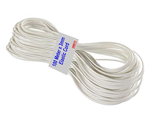 HIMRY 100 Meter 3mm Gummikordel Spule, Elastische Schnur, Perlenschnur Elastic Seil für DIY, Outdoor, Kleidung, Handwerk, Schmuckherstellung, Armbänder, Halsketten... Weiß, KXB5090-white von HIMRY