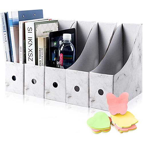 HINATAA Büro-Aufbewahrungsbox, 5 Stück, für Zeitschriften im A4-Format, Kraftpapier, Organizer für Dokumente und Dateien, für Büro zu Hause, weiß von HINATAA