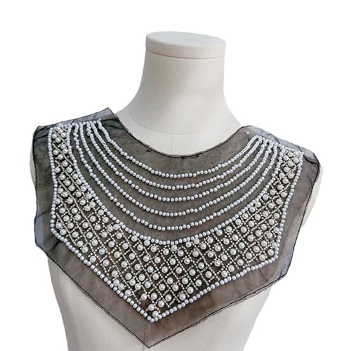 Elegante bestickte Perlen-Kragen-Applikation für Damen, Polyester-Netzstoff, Halsband, Dekoration, Kleidung von HINAYOSAN