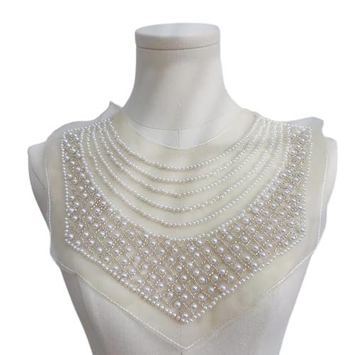 Elegante bestickte Perlen-Kragen-Applikation für Damen, Polyester-Netzstoff, Halsband, Dekoration, Kleidung von HINAYOSAN