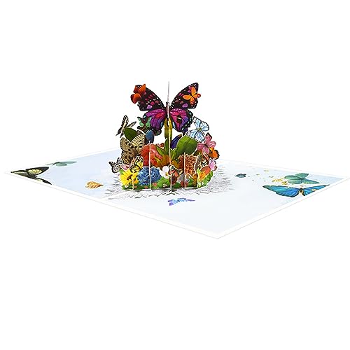 HINAYOSAN 3D-Geburtstagskarten, Grußkarten-Umschläge mit bunten Schmetterlingen und Blumen, Grußkarten für Geburtstag, Urlaub von HINAYOSAN