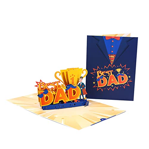 HINAYOSAN 3D-Grußkarte zum Vatertag mit Aufschrift "Best Dad", Handschrift, Zubehör für Hochzeit, Geburtstag, Party, Einladungskarten von HINAYOSAN