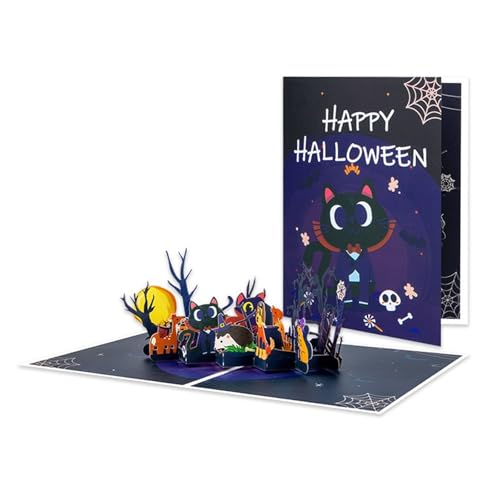 HINAYOSAN 3D-Halloween-Thema-Popup-Grußkarte, handgefertigte Geschenke, Postkarte mit Umschlag, lustige Tierkarte für Partys, Einladung von HINAYOSAN