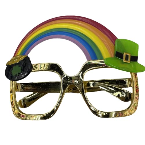 HINAYOSAN Patricks Day Brille Regenbogen Kleeblatt Rahmen Brille Patricks Brille Irische Brille Patricks Day Cosplay Zubehör von HINAYOSAN