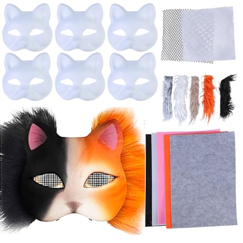 HINAYOSAN Rohlinge Katzen für Frauen Mann Maskerade Halloween Cosplay handgemalte Katzen Tiersets von HINAYOSAN