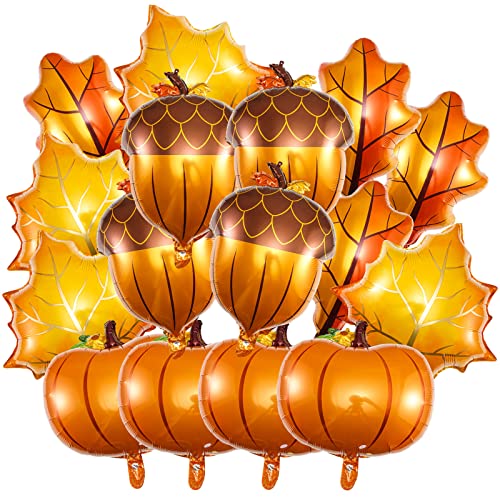 16 Pcs Herbstdeko Luftballons, Kürbis Eichel Ahornblatt Ballons für Herbst Thanksgiving Dekorationen Herbst Ernte Geburtstag Hochzeit Party Supplies von HINGTAI