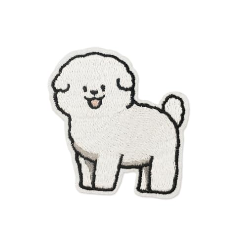 Hinihao Hi, 1 x Bichon Frisé-Hunde-Aufkleber zum Aufbügeln oder Aufnähen, Applikation für Kleidung, Rucksack, Handyhüllen, Helme, DIY-Zubehör, Taschen, Koffer von HINIHAO HI,