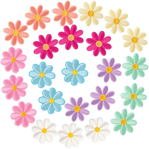 HINZIC 24 Stück Blumen-Aufnäher zum Aufbügeln, 8 Farben, Gänseblümchen, bestickte Applikationen, 4 cm, niedliche Aufnäher zum Aufnähen für Jacken, Jeans, Taschen, Kleidung HINZIC 24 Stück Blumen-Aufnäher zum Aufbügeln, 8 Farben, Gänseblümchen, bestickte Applikationen, 4 cm, niedliche Aufnäher zum Aufnähen für Jacken, Jeans, Taschen, Kleidung von HINZIC