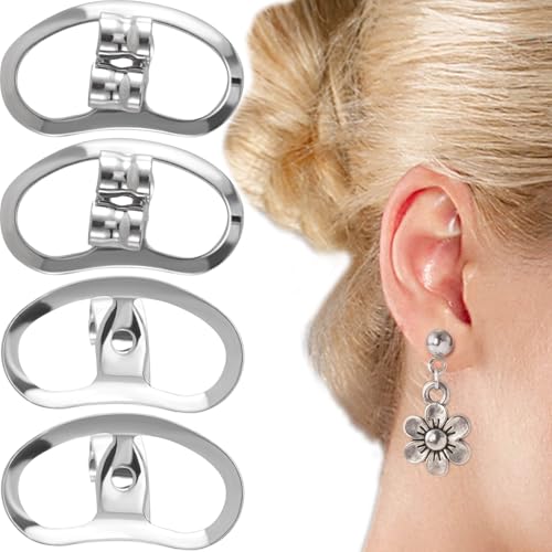 HINZIC Ohrring-Verschlüsse für hängende Ohren, hypoallergene Ohrring-Heber, Metall-Ohrringstützen für schwere Ohrringe, Ohrstecker, Haken, gedehnte Ohrläppchen, Silber, 4 Stück HINZIC Ohrring-Verschlüsse für hängende Ohren, hypoallergene Ohrring-Heber, Metall-Ohrringstützen für schwere Ohrringe, Ohrstecker, Haken, gedehnte Ohrläppchen, Silber, 4 Stück von HINZIC