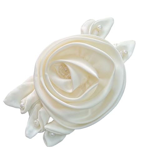 16 cm 3D-Rosen-Applikation mit Perlen für handgefertigte Hochzeitskleid, Nähblume für Kleid, Schal, Mütze, zum Aufnähen von Dekorationen von HIOPOIUYT