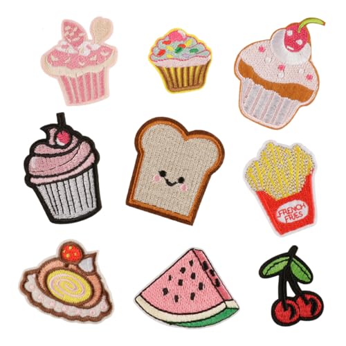 9 x Cartoon-Dessert-Aufnäher zum Aufnähen auf Stoff, Reparaturapplikationen für Rucksäcke, Hüte und Kleidung, Bastelprojekte, Dekorationen 9 x Cartoon-Dessert-Aufnäher zum Aufnähen auf Stoff, Reparaturapplikationen für Rucksäcke, Hüte und Kleidung, Bastelprojekte, Dekorationen von HIOPOIUYT