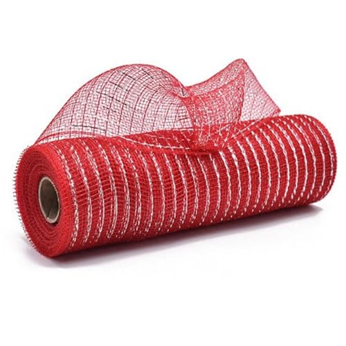 Geschenkband, 25,4 cm x 9,4 m, metallisches Polynetzband für Weihnachtskranz, Basteln, Verpackung, Heimdekoration von HIOPOIUYT