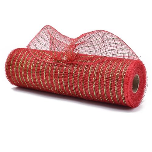 Geschenkband, 25,4 cm x 9,4 m, metallisches Polynetzband für Weihnachtskranz, Basteln, Verpackung, Heimdekoration von HIOPOIUYT