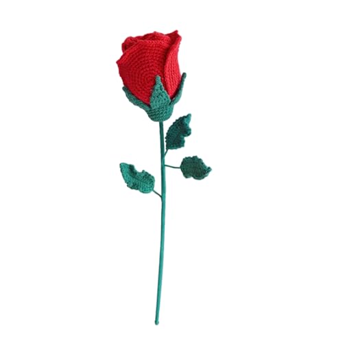 HIOPOIUYT Handgefertigte gestrickte Rose, bunt, handgewebt, Häkelblume, Topfpflanze, gestrickte Blume, einzigartige künstlerische Heimdekoration von HIOPOIUYT