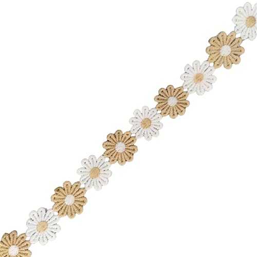 Spitzenband mit Blumenmuster, bestickt, für Hochzeitskleid, Kleidung, Verzierung, 12,7 m, 25 mm breit von HIOPOIUYT