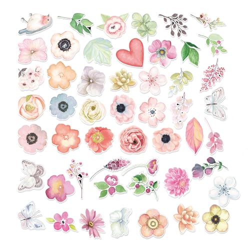 100 Stück Pflanzen Sticker Blumen Scrapbooking Aufkleber Blumen Kinder Blumenaufkleber Selbstkleben Blumensticker Journal Sticker Pflanzenaufkleber Bunte Dekorative für Fotoalbum Sammelalbum Laptop von HIOQFR