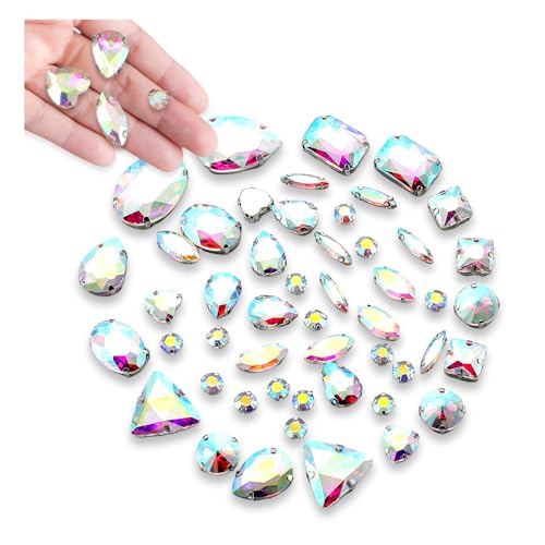 130pcs Strasssteine zum Aufnähen Rhinestones Crystal Strass zum Aufnähen Schmucksteine zum Aufnähen Glas Kristall Strass Steine zum Aufnähen Glassteine Glas Nähen Edelsteine AB Bunt für Schuhe,Gürtel von HIOQFR