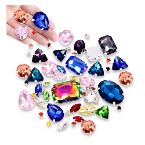 130pcs Strasssteine zum Aufnähen Rhinestones Crystal Strass zum Aufnähen Schmucksteine zum Aufnähen Glas Kristall Strass Steine zum Aufnähen Glassteine Glas Nähen Edelsteine Bunt für Kleidung,Gürtel von HIOQFR