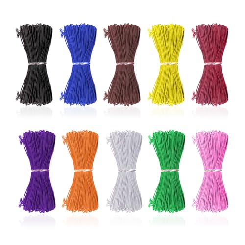 HIOQFR 10pcs Elastisches Band für Armbänder 0.8mmx22m GummiSchnur Bunte Bänder für Armbänder Kordel Elastische Schnur für Armband Gummiband Band für Perlen Schnur Basteln Schmuckfaden String Cord DIY von HIOQFR