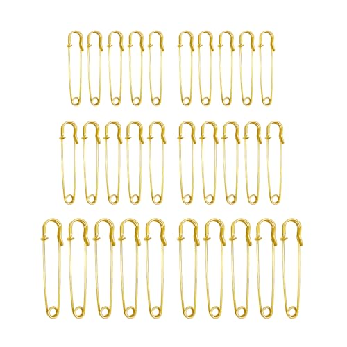 HIOQFR 30pcs Metall Sicherheitsnadeln Groß Schmuck Extra Große Sicherheitsnadeln Baby 5/6.3/7cm Kiltnadeln Schmucknadel Clothes Decorative Safety Pins Big für Poncho,Strickjacke,Decken,Kleidung-Gold von HIOQFR