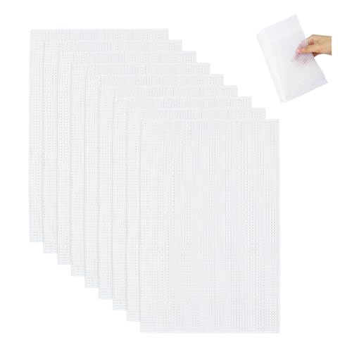 HIOQFR 8 pcs Plastic Mesh Canvas Sheets 30x20cm Stramin zum Sticken Plastikgitter Kunststoffgitter Weiß Plastic Canvas Cross Stitch Gittergewebe Kunststoff Kreuzstich Meshstoff Leinwand zum Knüpfen von HIOQFR