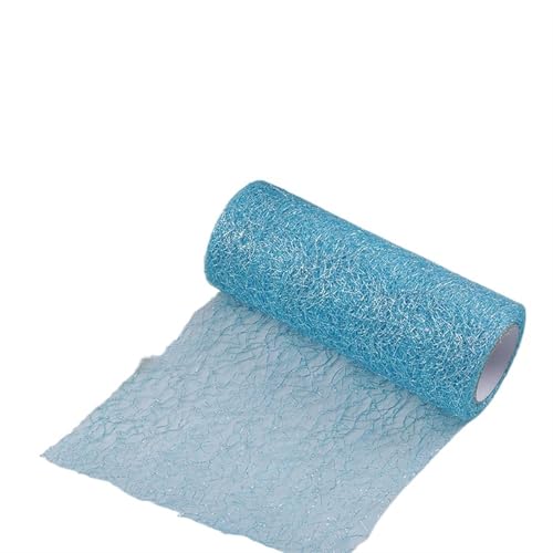 HIPSID Deko-Mesh-Band 10 Yards 15CM Tüll Rolle Spool Stoff Band DIY Tutu Rock Geschenk Handwerk Stuhl Schärpe Hochzeit Party Dekoration(Blue Silver) von HIPSID