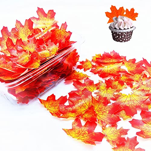 80 Pcs Thanksgiving Kuchenaufsätze,Herbst Cupcake Topper,Kuchendekorationen für Thanksgiving,Ahornblätter Party Kuchen Dekorationen,Herbstblätter Cake Topper Essbare Herbstblätter Set von HIQE-FL