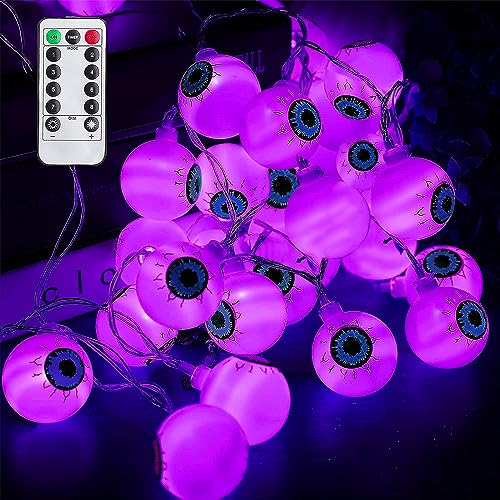 HIQE-FL Halloween Lichterkette Augäpfel,5M 30LED Halloween Lichterkette augen,Halloween Lichterkette,Augapfel Halloween Lichter Mit Fernbedienungn von HIQE-FL