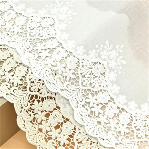 HIQIU 5 Yards Stickerei Blumenmuster Baumwolle Spitzenborte Spitzenband Spitzenbesatz 7.87 Zoll Breite für DIY Kleidung Hochzeit Nähen Basteln Scrapbooking Geschenkbox Dekor (Beige) von HIQIU