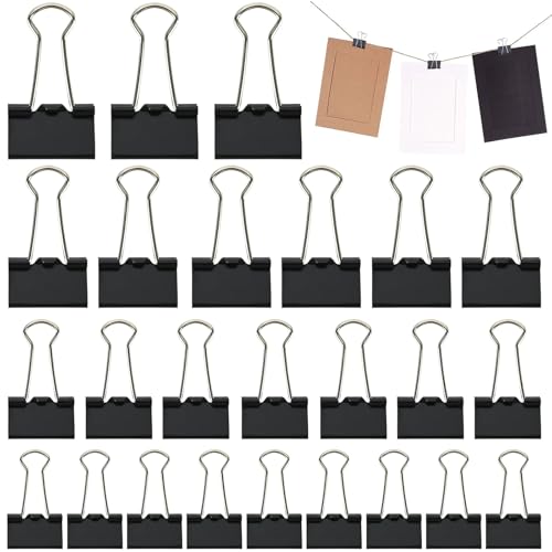 75 Stück Foldback Klammern Set, 15mm/19mm/25mm/32mm Schwarz Binder Clips Büroklammern, Vielzweckklammern Dokumenten Clips, MetallKlammern Papierklammern für Schule Bürobedarf Briefpapier Notizen von HIQU and HIST