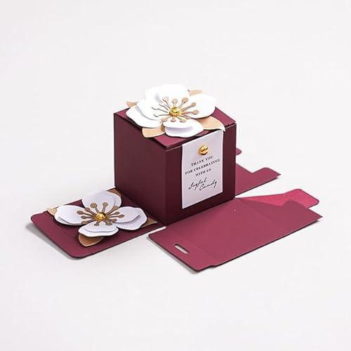 HIROYI 50/100 Stück Hochzeitsgeschenke-Box, Hochzeits-Süßigkeitenbox für Gäste, Blumen, süße Party-Geschenkboxen für Babyparty von HIROYI