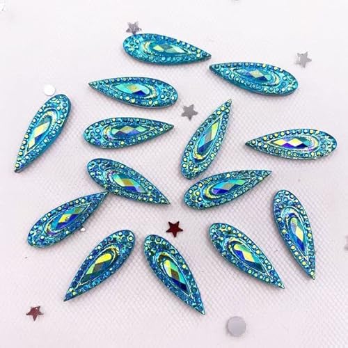 HIROYI 60/120PCS glänzendes Harz 6 * 20mm Pfauenauge Tropfen Flache Rückseite Strass Sammelalbum DIY Hochzeit Applikation Ornament von HIROYI