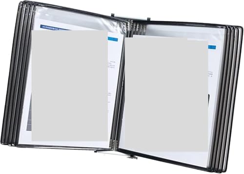 Wandmontierter Dokumentenhalter, 10 doppelseitige Paneele, A4-Aufsteller for lose Blätter, transparent(Black) von HISMPSOBN