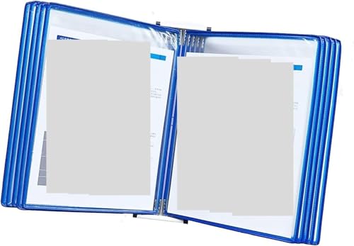 Wandmontierter Dokumentenhalter, 10 doppelseitige Paneele, A4-Aufsteller for lose Blätter, transparent(Blu) von HISMPSOBN