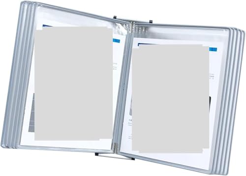 Wandmontierter Dokumentenhalter, 10 doppelseitige Paneele, A4-Aufsteller for lose Blätter, transparent(Gris) von HISMPSOBN
