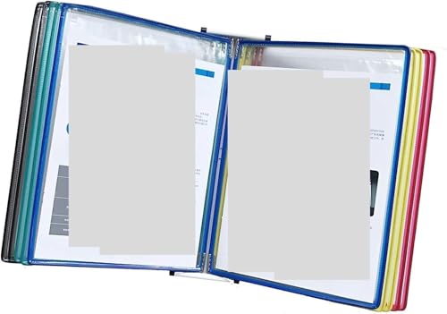 Wandmontierter Dokumentenhalter, 10 doppelseitige Paneele, A4-Aufsteller for lose Blätter, transparent(Multi-colored) von HISMPSOBN