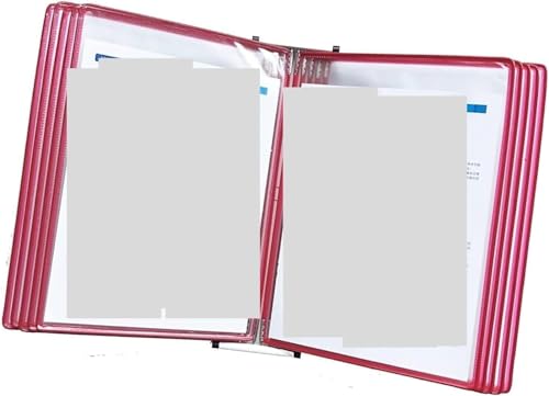 Wandmontierter Dokumentenhalter, 10 doppelseitige Paneele, A4-Aufsteller for lose Blätter, transparent(Rosso) von HISMPSOBN
