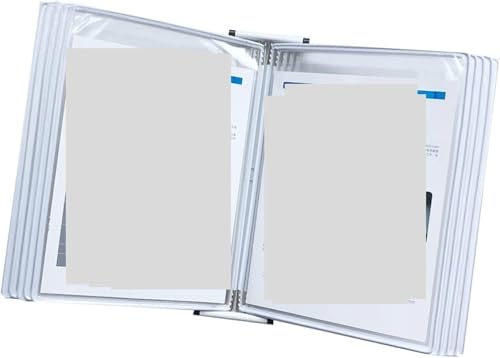 Wandmontierter Dokumentenhalter, 10 doppelseitige Paneele, A4-Aufsteller for lose Blätter, transparent(White) von HISMPSOBN