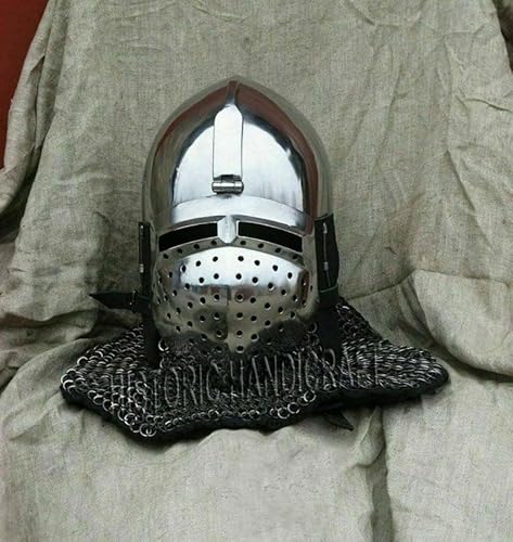 Mittelalterlicher Bascinet-Helm mit Kettenhemd von HISTORIC HANDICRAFT