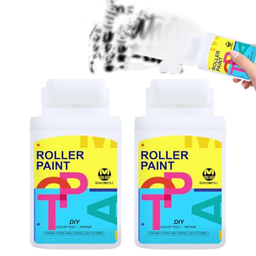 HIULLEN 2 Stück Wand Reparatur Rollbürste mit Wandreparaturpaste,Wandfarbe Ausbessern Weiß 100ml, Wandreparatur Rollbürste,Spachtelmasse Weiß für Reparieren von Fleckenflecken Füllung Graffiti Kratzer von HIULLEN