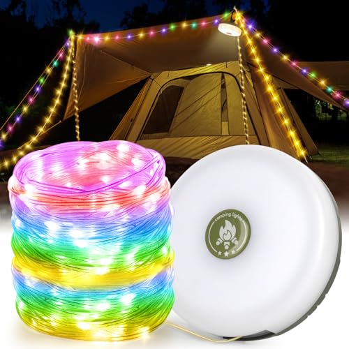 HIULLEN Tragbare Camping Lichterkette, 10m Wiederaufladbare LED Lichterkette, Wasserdicht Campinglampe, Multifunktionale Dimmbar Lichterketten für Dating, Party, Hochzeit, Camping und Reisen Dekor von HIULLEN