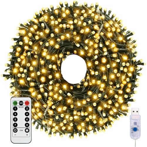 HIYAA Lichterkette, USB Lichterkette, 10M 100 LEDs Kupferdraht Licht & Wasserdicht Außen Weihnachtsbeleuchtung für Innen Außen Beleuchtung, Schlafzimmer, Hochzeitsdekor, Party, Weihnachten, Baum - von HIYAA