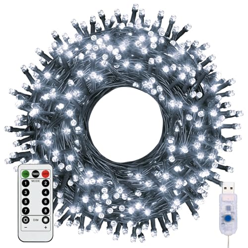 HIYAA Lichterkette, USB Lichterkette, 10M 100 LEDs Kupferdraht Licht & Wasserdicht Außen Weihnachtsbeleuchtung für Innen Außen Beleuchtung, Schlafzimmer, Hochzeitsdekor, Party, Weihnachten, Baum - von HIYAA